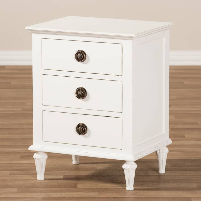 Rustic Wood 3-Drawer Nightstand by Baxton Studio
