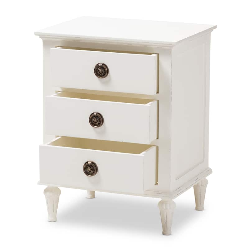 Rustic Wood 3-Drawer Nightstand by Baxton Studio