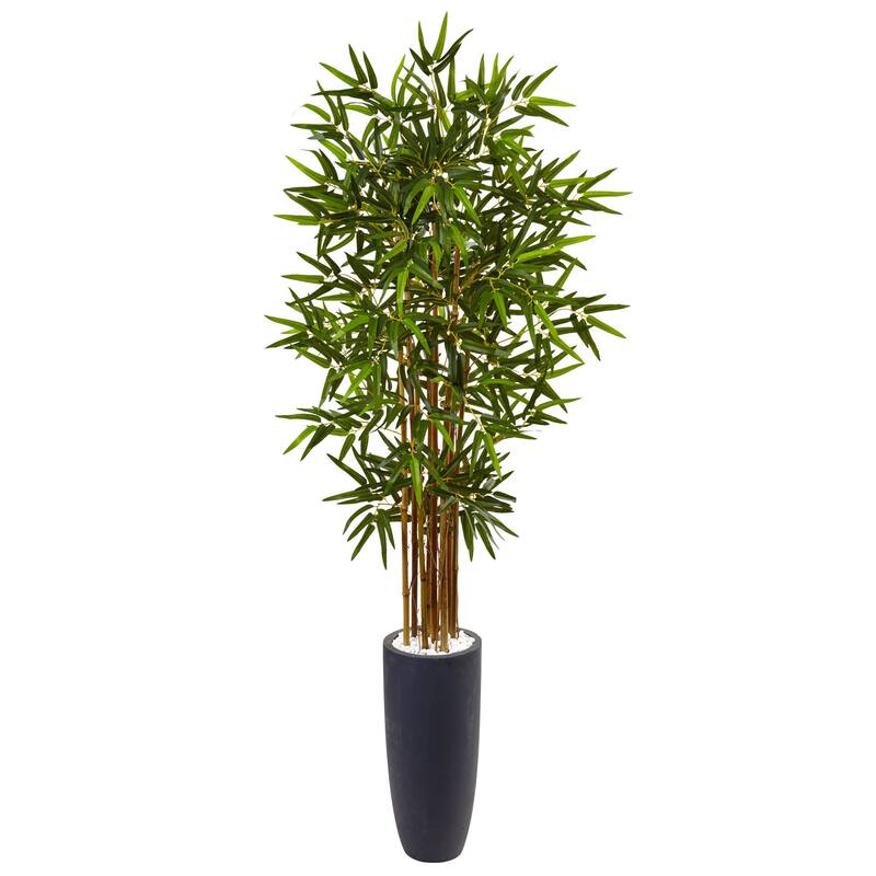 Nearly Natural 5-foot Bamboo Tree in Grey Cylinder Planter