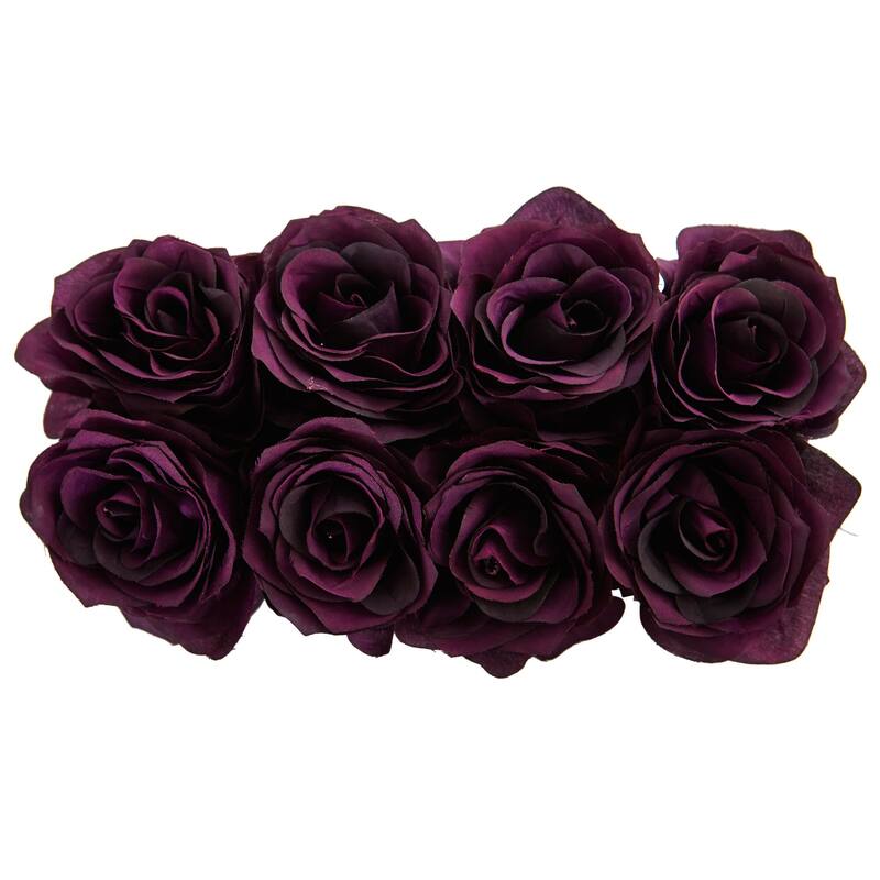 Nearly Natural Roses Silk Plant Arrangement in Black Vase
