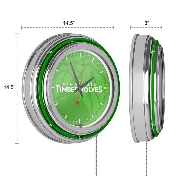 dimension image slide 3 of 15, NBA Chrome Double Rung Neon Clock - Fade - 14.5" x 14.5" x 3"