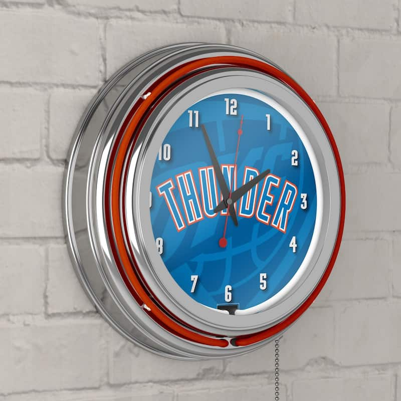 NBA Chrome Double Rung Neon Clock - Fade - 14.5" x 14.5" x 3"