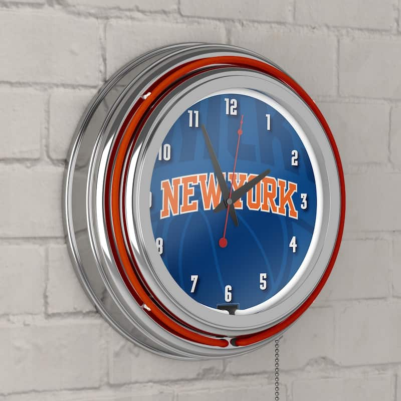 NBA Chrome Double Rung Neon Clock - Fade - 14.5" x 14.5" x 3"