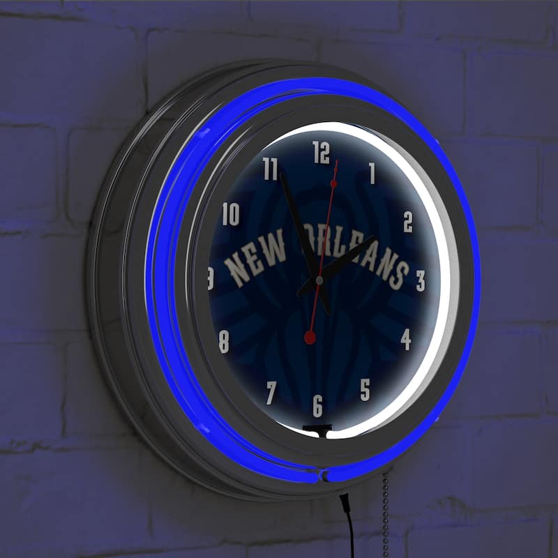 NBA Chrome Double Rung Neon Clock - Fade - 14.5" x 14.5" x 3"