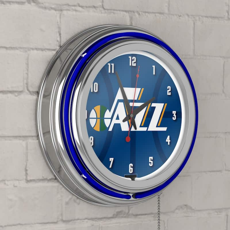 NBA Chrome Double Rung Neon Clock - Fade - 14.5" x 14.5" x 3"