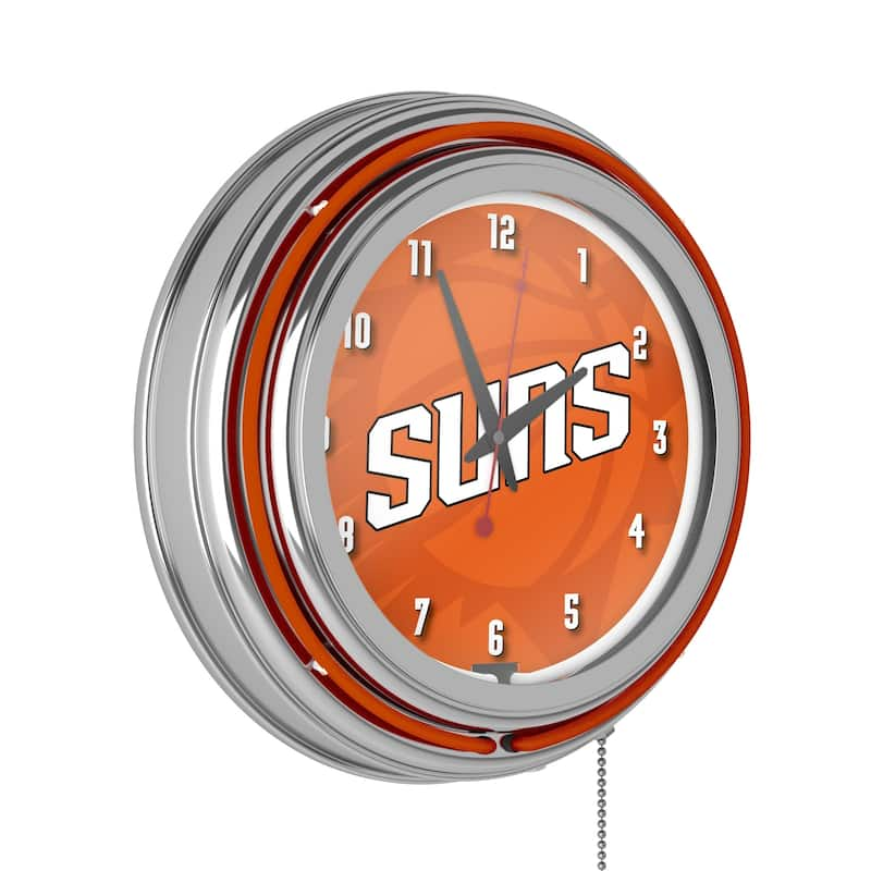 NBA Chrome Double Rung Neon Clock - Fade - 14.5" x 14.5" x 3" - Phoenix Suns