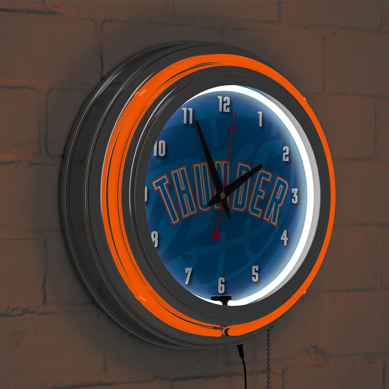 NBA Chrome Double Rung Neon Clock - Fade - 14.5" x 14.5" x 3"