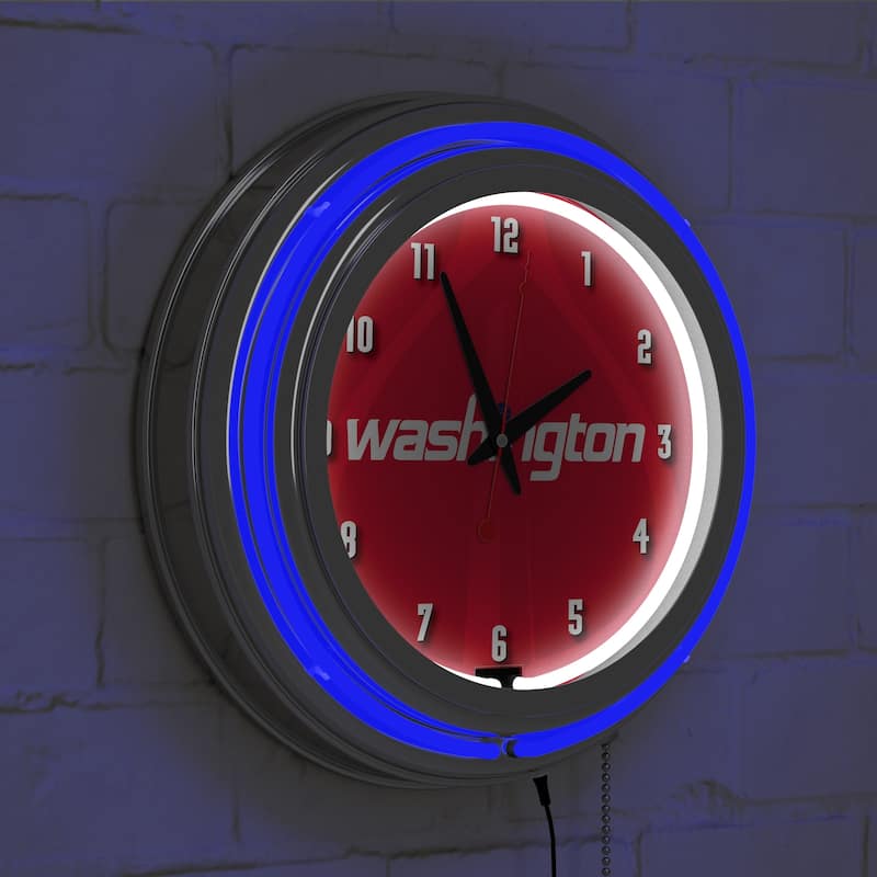 NBA Chrome Double Rung Neon Clock - Fade - 14.5" x 14.5" x 3"