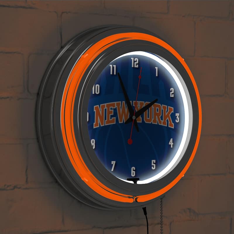 NBA Chrome Double Rung Neon Clock - Fade - 14.5" x 14.5" x 3"