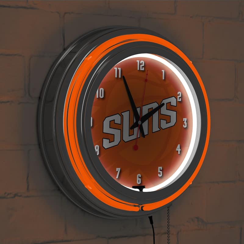 NBA Chrome Double Rung Neon Clock - Fade - 14.5" x 14.5" x 3"