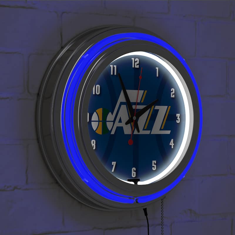 NBA Chrome Double Rung Neon Clock - Fade - 14.5" x 14.5" x 3"