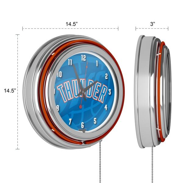 dimension image slide 6 of 15, NBA Chrome Double Rung Neon Clock - Fade - 14.5" x 14.5" x 3"