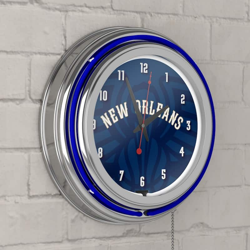 NBA Chrome Double Rung Neon Clock - Fade - 14.5" x 14.5" x 3"