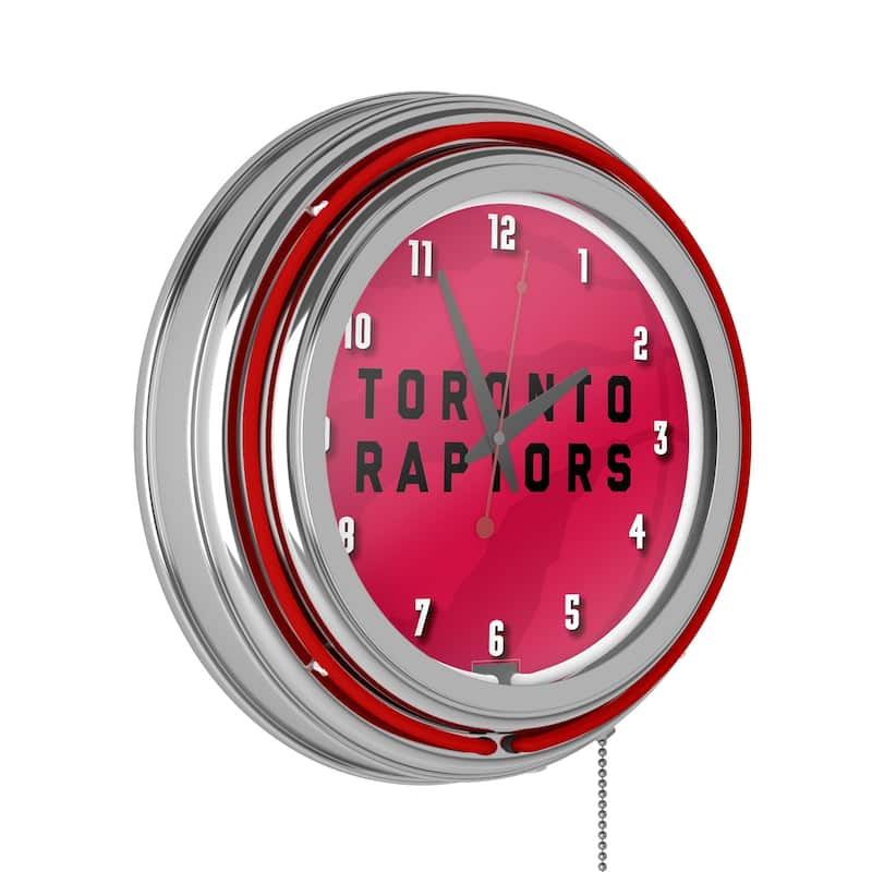 NBA Chrome Double Rung Neon Clock - Fade - 14.5" x 14.5" x 3" - Toronto Raptors