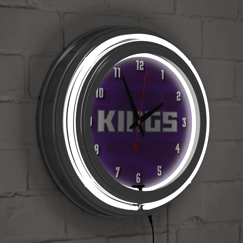 NBA Chrome Double Rung Neon Clock - Fade - 14.5" x 14.5" x 3"