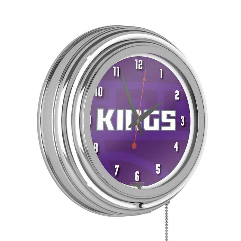 NBA Chrome Double Rung Neon Clock - Fade - 14.5" x 14.5" x 3" - Sacramento Kings