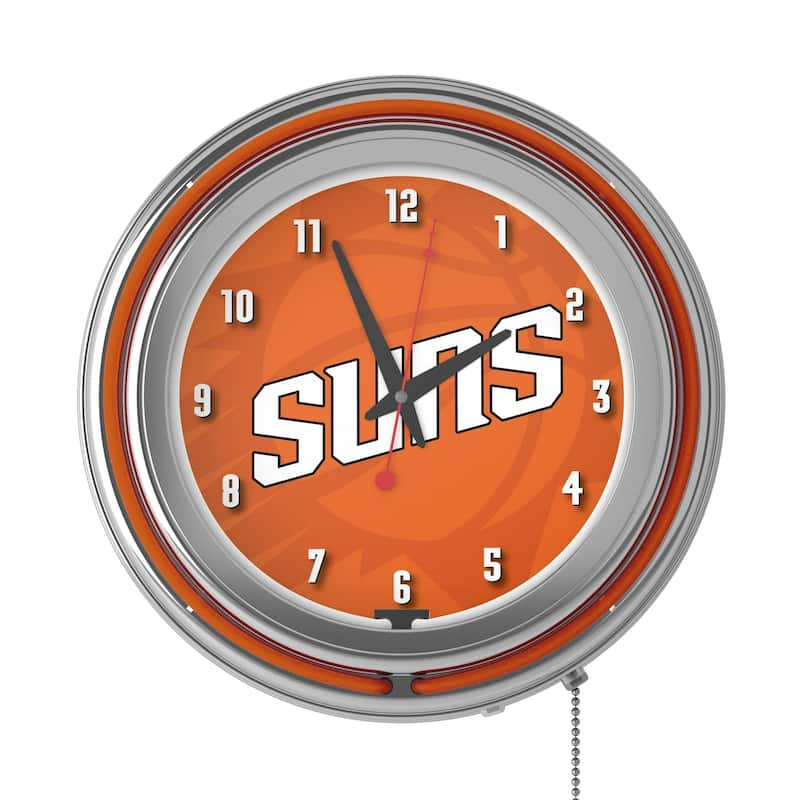 NBA Chrome Double Rung Neon Clock - Fade - 14.5" x 14.5" x 3"