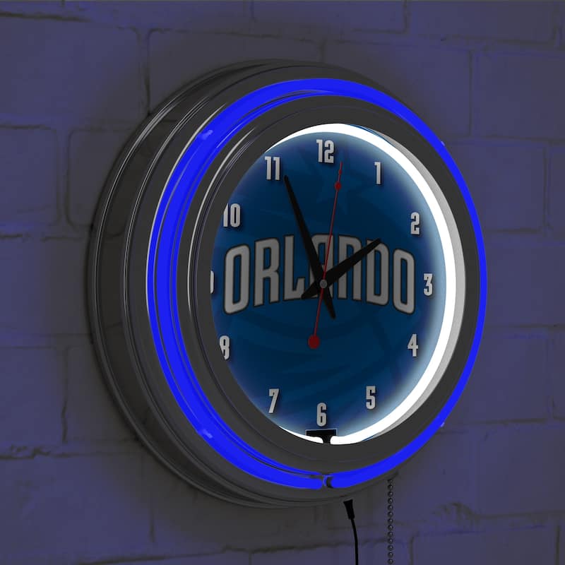 NBA Chrome Double Rung Neon Clock - Fade - 14.5" x 14.5" x 3"