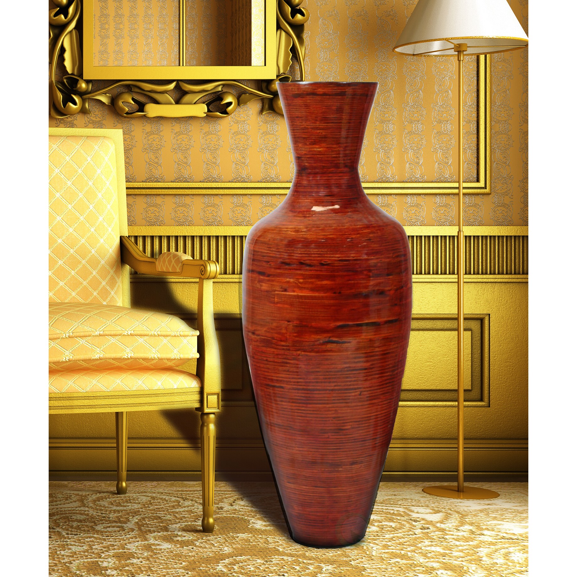 Shop 37 5 Tall Bamboo Floor Vase Glossy Red Overstock 16564604