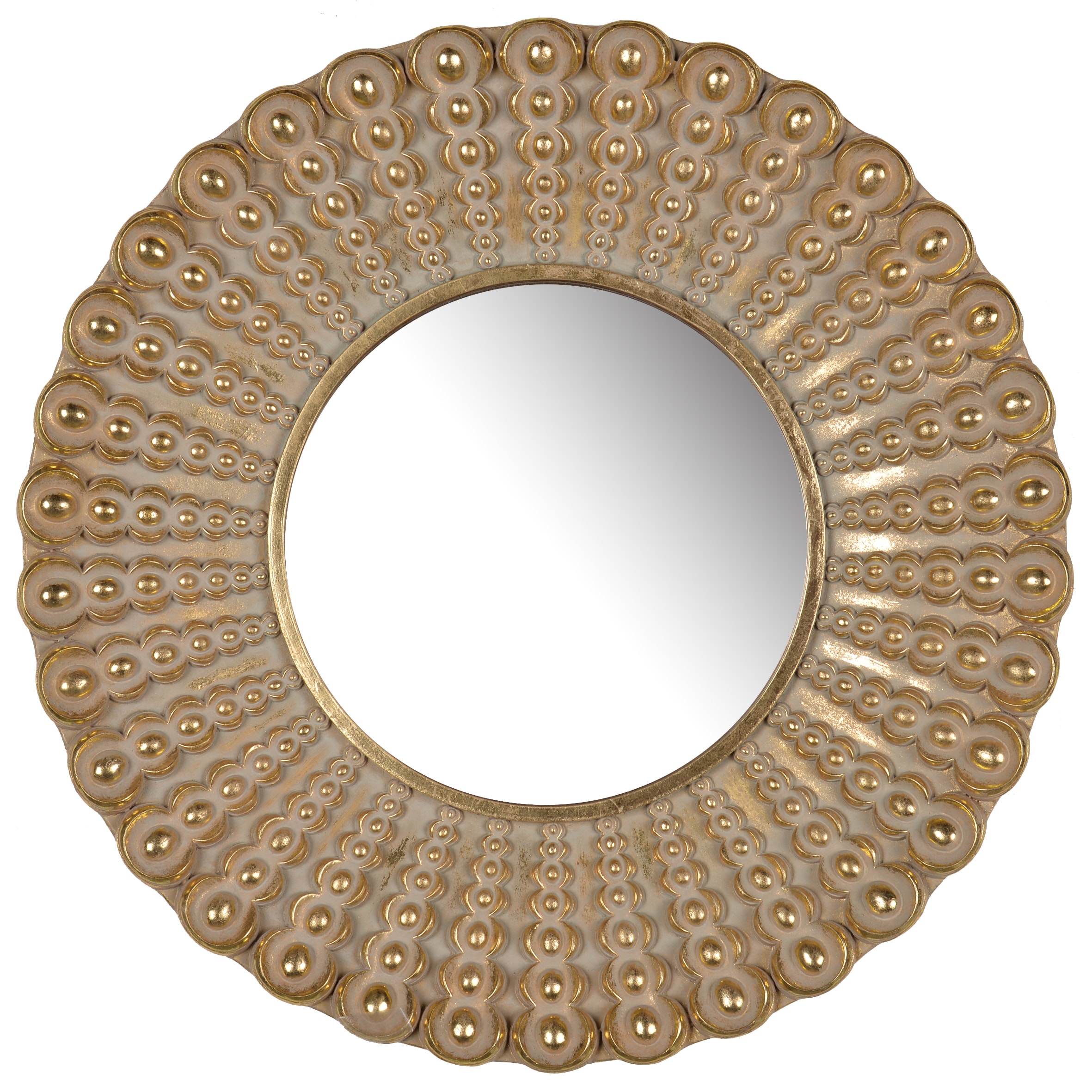 AB Home Aubrey Antiqued Goldtone 19-inch Round Mirror Gold Bed Bath   Beyond 16565224