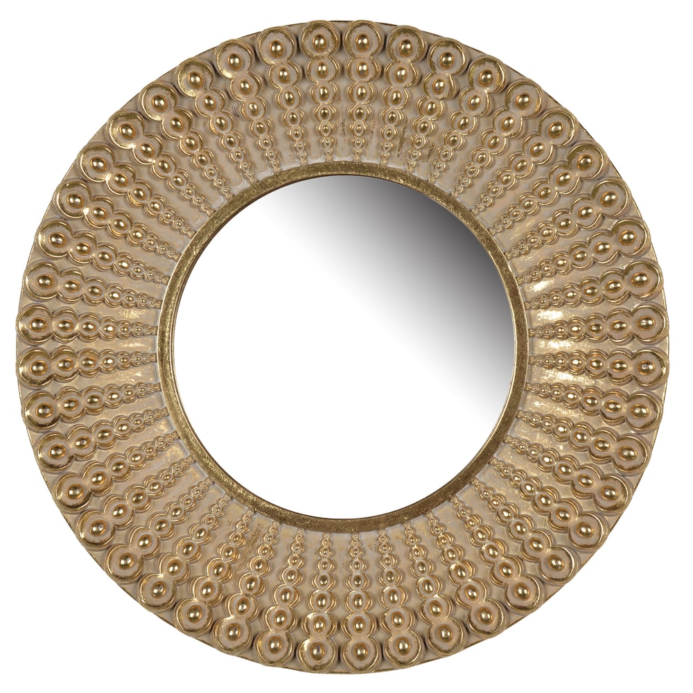 Heritage Framed Round Mirror - Gold Leaf - Wood - 17 / 19 - Simple & Modern Designs - Oval and Round Mirrors