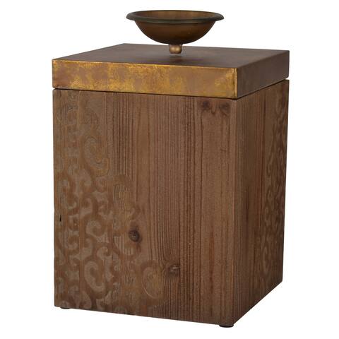 Kayden Brown Wood/Metal 8-inch x 8-inch x 12-inch Square Decorative Box