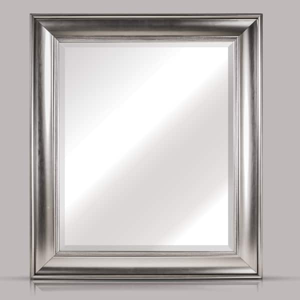 American Art Decor Clarence Medium Rectangular Silver Textured Accent Framed Beveled Wall Vanity Mirror A On Sale Overstock 16565270