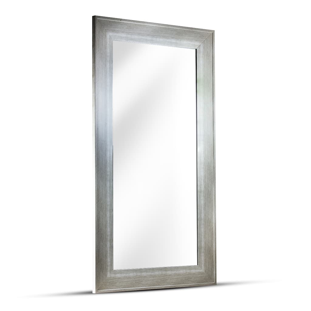 American Art Decor Leighton Rectangular Framed Wall Vanity Mirror - Brown - A