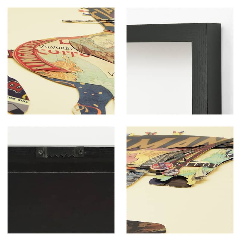 Empire Art "Carousel Horse" Alex Zeng's dimensional collage, under glass & a black shadow box frame