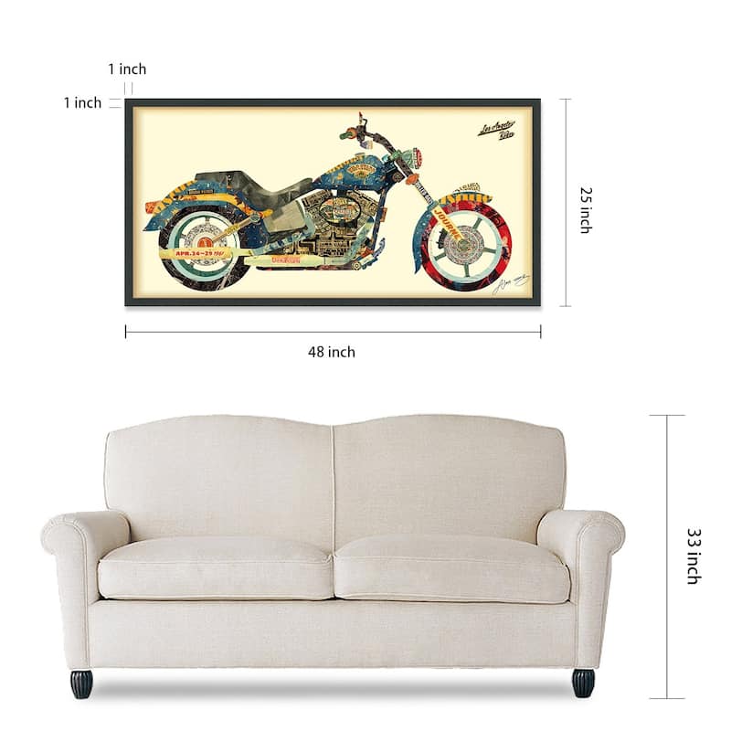 "Los Angeles Rider" Alex Zeng's dimensional collage, under glass & a black shadow box frame