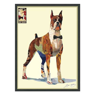 "The Boxer" Alex Zeng's dimensional collage, under glass & a black shadow box frame
