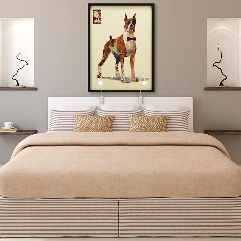 "The Boxer" Alex Zeng's dimensional collage, under glass & a black shadow box frame