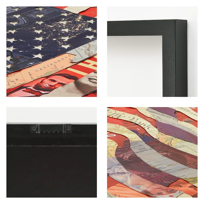 "American Flag" Alex Zeng's dimensional collage, under glass & a black shadow box frame