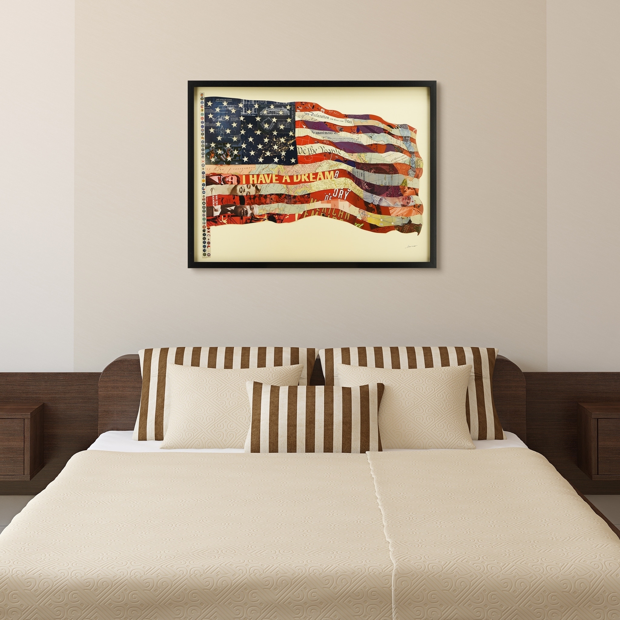 American Flag Hand Made Wall Art Under Tempered Glass In N A 