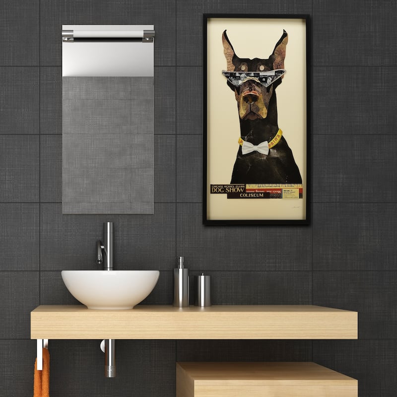 Empire Art "Doberman Pinscher" Alex Zeng's dimensional collage, under glass & a black shadow box frame