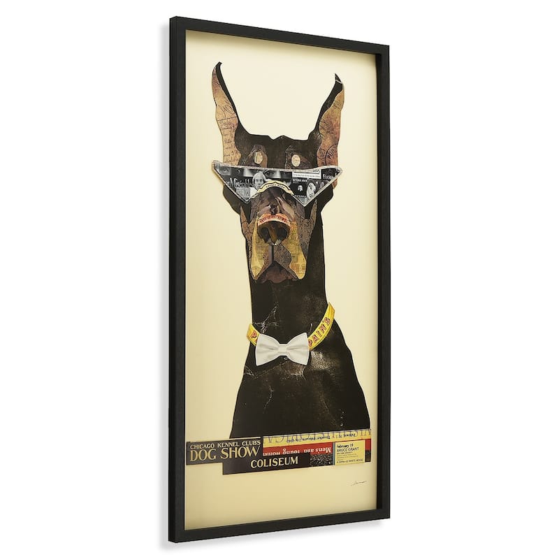 Empire Art "Doberman Pinscher" Alex Zeng's dimensional collage, under glass & a black shadow box frame