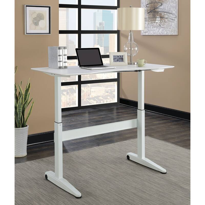 Glidene Modern Metal Lift Adjustable Standing Desk by Furniture of America - White