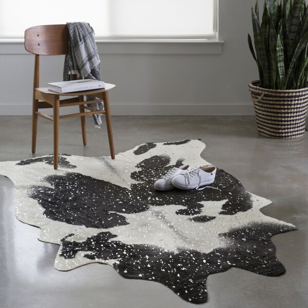 Clayton Black Silver Faux Cowhide Rug 3 10 X 5 On Clayton Black Silver Faux Cowhide Rug 3 X27