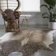 preview thumbnail 1 of 1, Clayton Mocha and Gold Faux Cowhide Rug - 6'2 x 8'