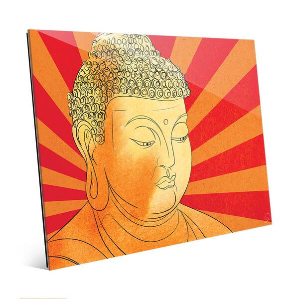 Buddha Vermillion Rays Wall Art Print on Acrylic - Overstock - 16566319