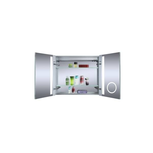 Shop Innoci Usa Melania 30 X 26 Led Recessed Double Door Lighted Medicine Cabinet For Vanity Featuring Built In Cosmetic Mirror Overstock 16566742