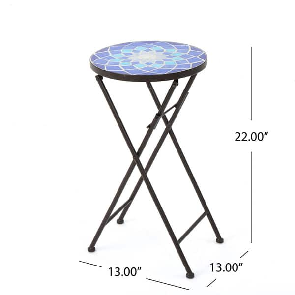 Azure Outdoor Round Tile Side Table  Planter By Christopher Knight Home 