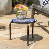 Slate Outdoor Round Tile Side Table by Christopher Knight Home