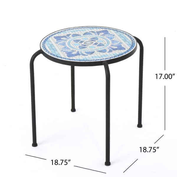 Skye Outdoor Round Tile Side Table Planter By Christopher Skye Outdoor Round Tile Side Table