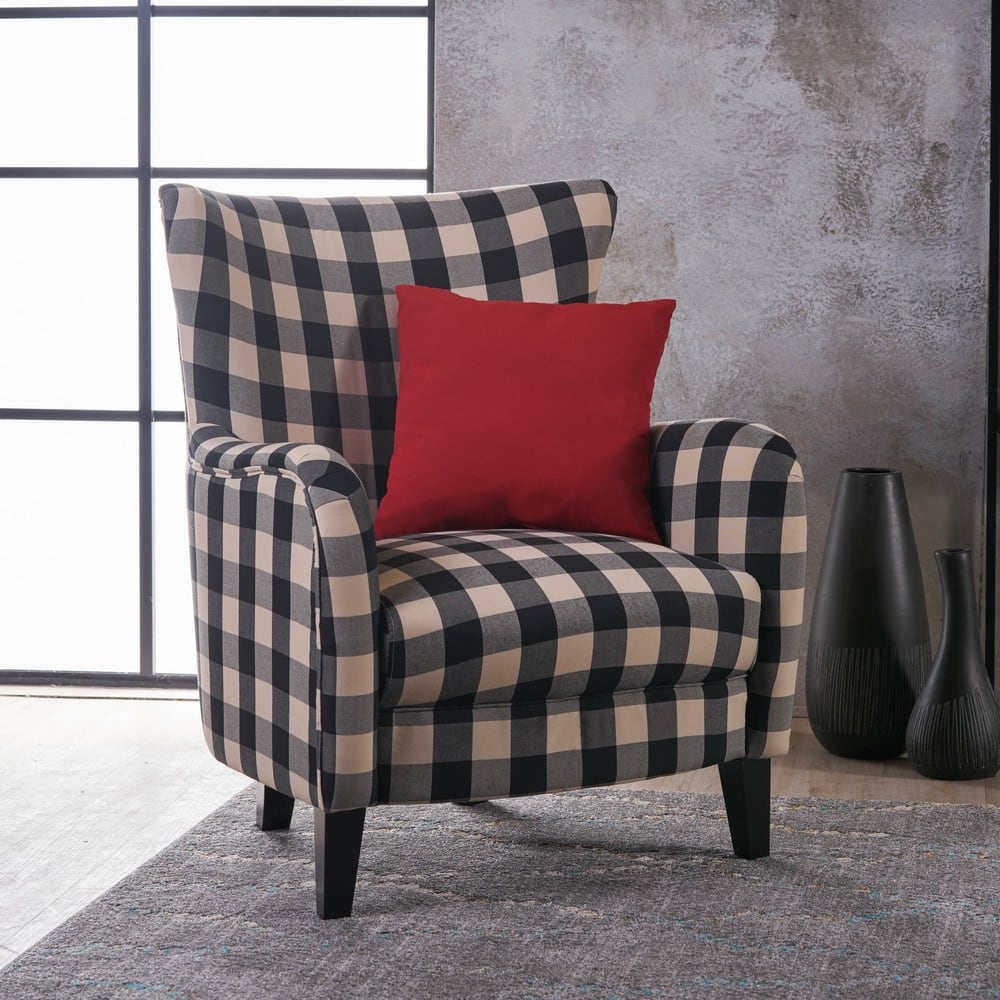 Arabella Plaid Fabric Club Chair by Christopher Knight Home