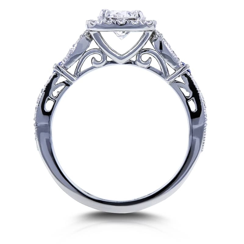Kobelli 1.20 Carat Natural Diamond Certified Platinum Sapphire Accented Vintage Style Halo Engagement Ring (F, SI1)