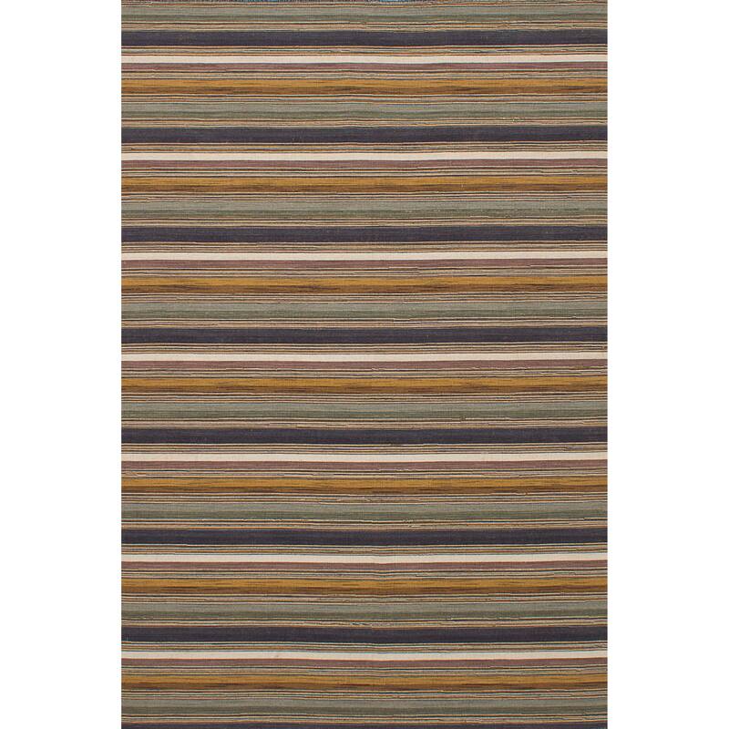Flat-weave Manhattan Blue, Red Wool Kilim