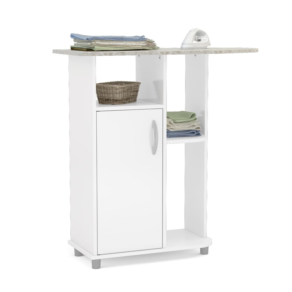Boahaus Ironing Cart White 4 Casters Wheels 1 Closed Compartment for sale online