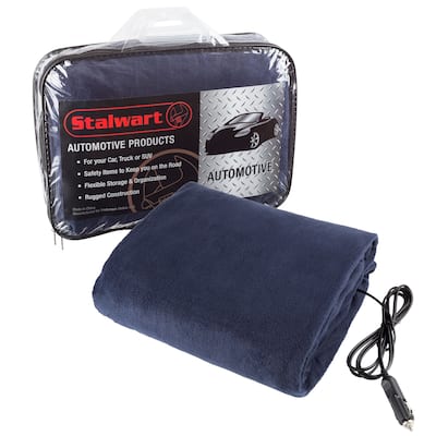 Heated Car Blanket - 12-Volt Electric Blanket for Car, Truck, SUV, RV - Portable Throw by Stalwart (Navy Blue)