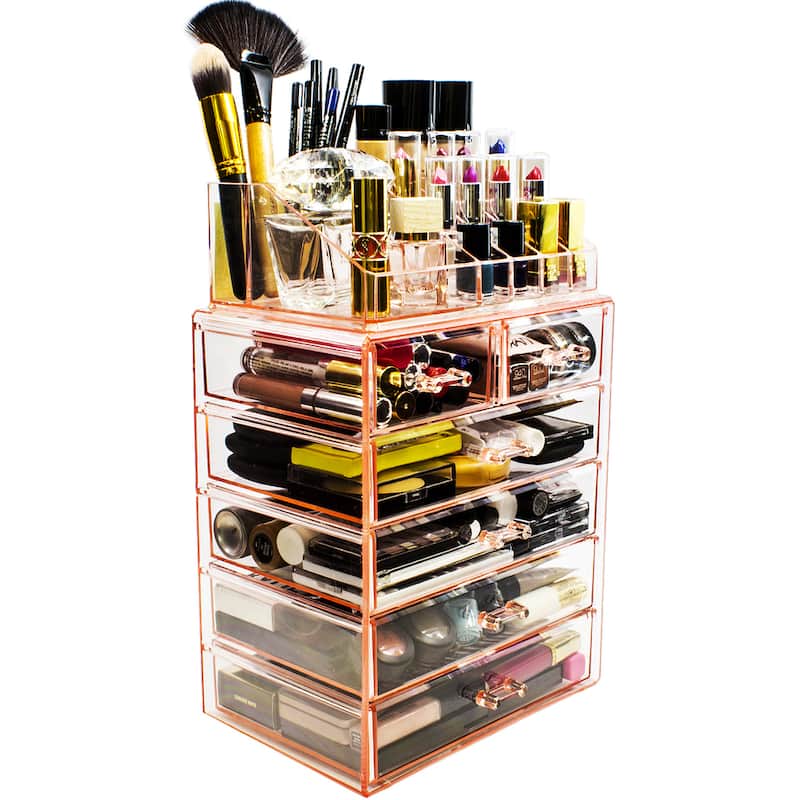 Sorbus Pink Acrylic Cosmetic Makeup and Jewelry Storage Case